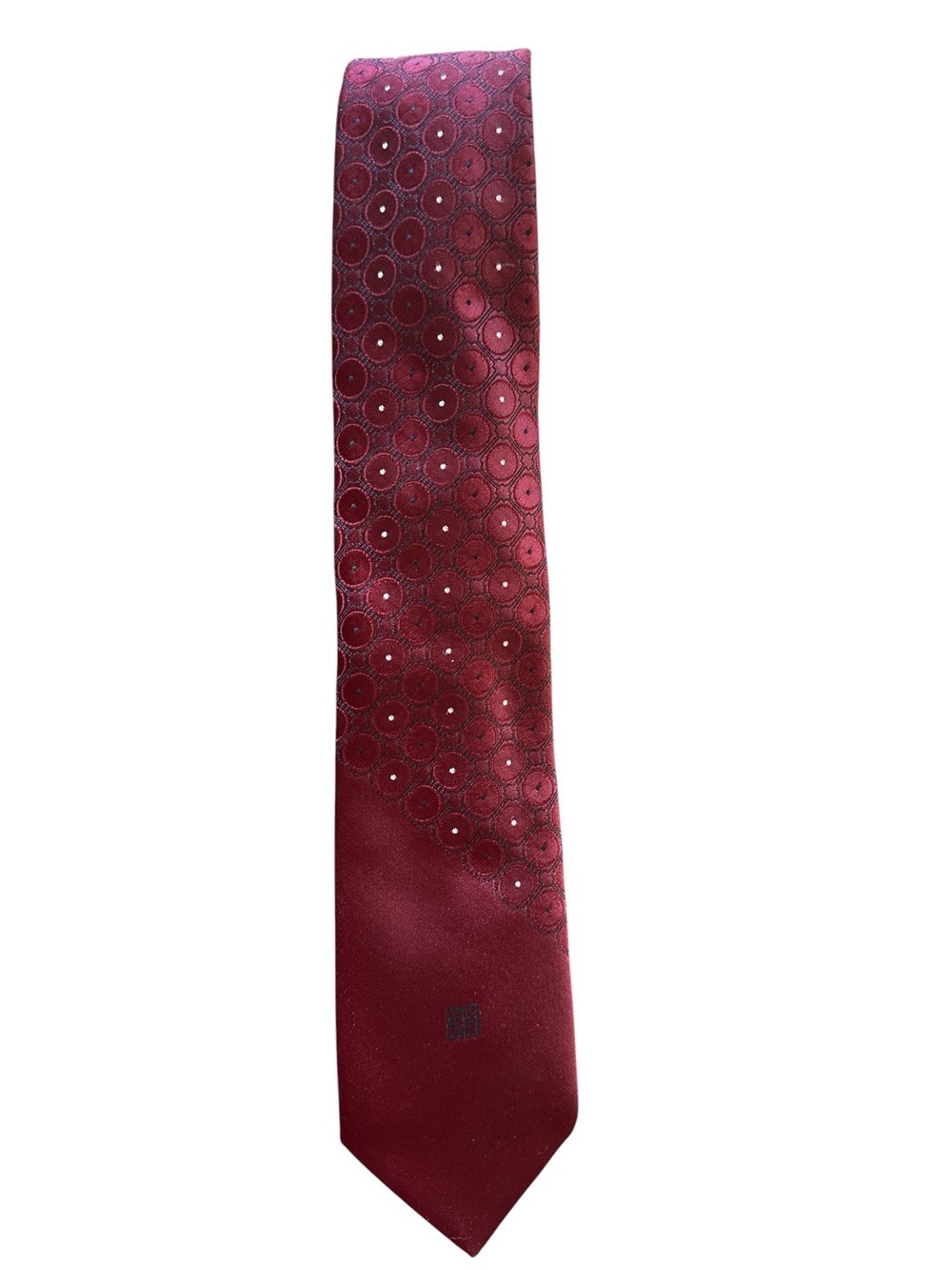 Givenchy Paris Vintage Burgundy Navy Dot Men Tie Logo Designer 3"Wx55"L